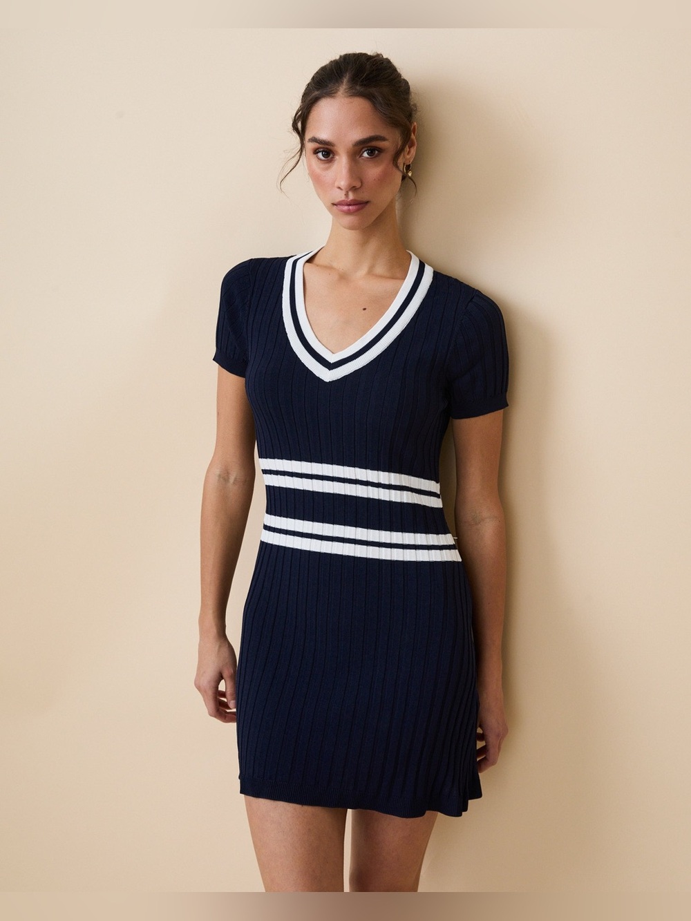 ROWING BLAZERS Women's Knit Pleated Dress Navy Size Small New With Tags